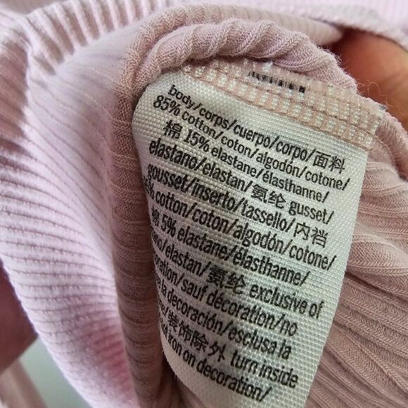 EUC PINK VICTORIA'S SECRET PINK RIBBED STRETCH LONGSLEEVES BODYSUIT M - Picture 10 of 12